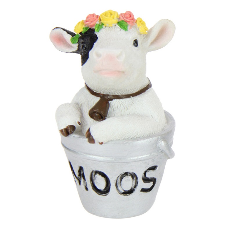 Buy Cute Cow in Bucket Ornament 10cm Moo Wording Resin Farm Animal 1pce ...