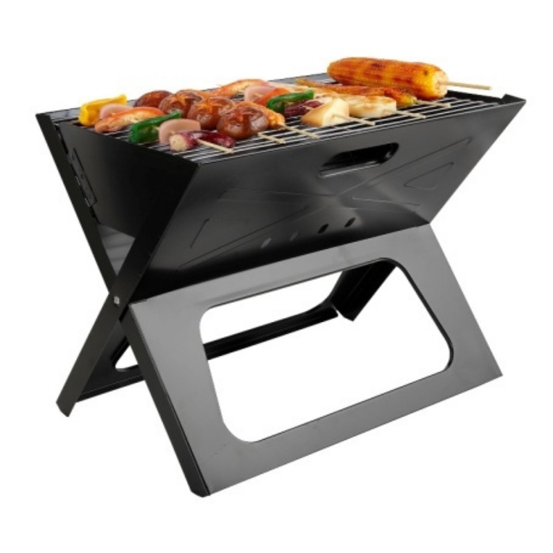 Buy Fire Pit with BBQ Grill Charcoal Folds Flat Compact 48x31x40cm