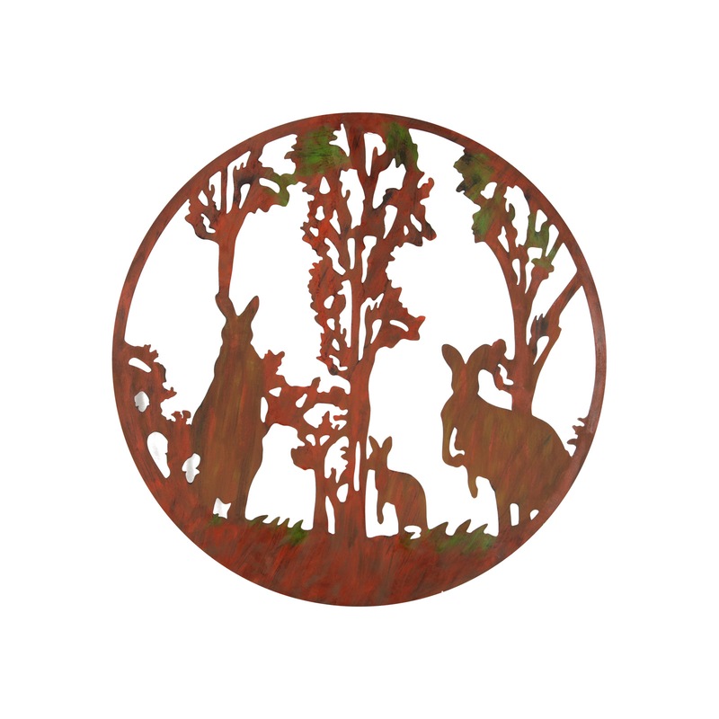 Buy Kangaroos Wall Art Metal Rustic Brown Colour 51cm Bush Theme MyDeal