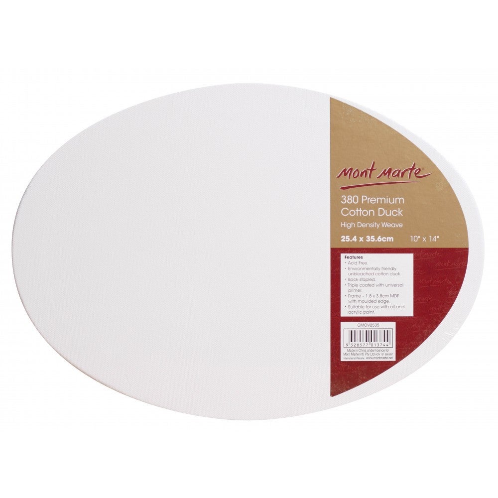 Mont Marte Canvas 25cm x 35cm Oval Double Thick Premium Stretched Frame 10x14in"