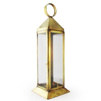 Moroccan Style, Square Hand Made Hanging Candle Holder, Made with a Brass frame and Glass Walls