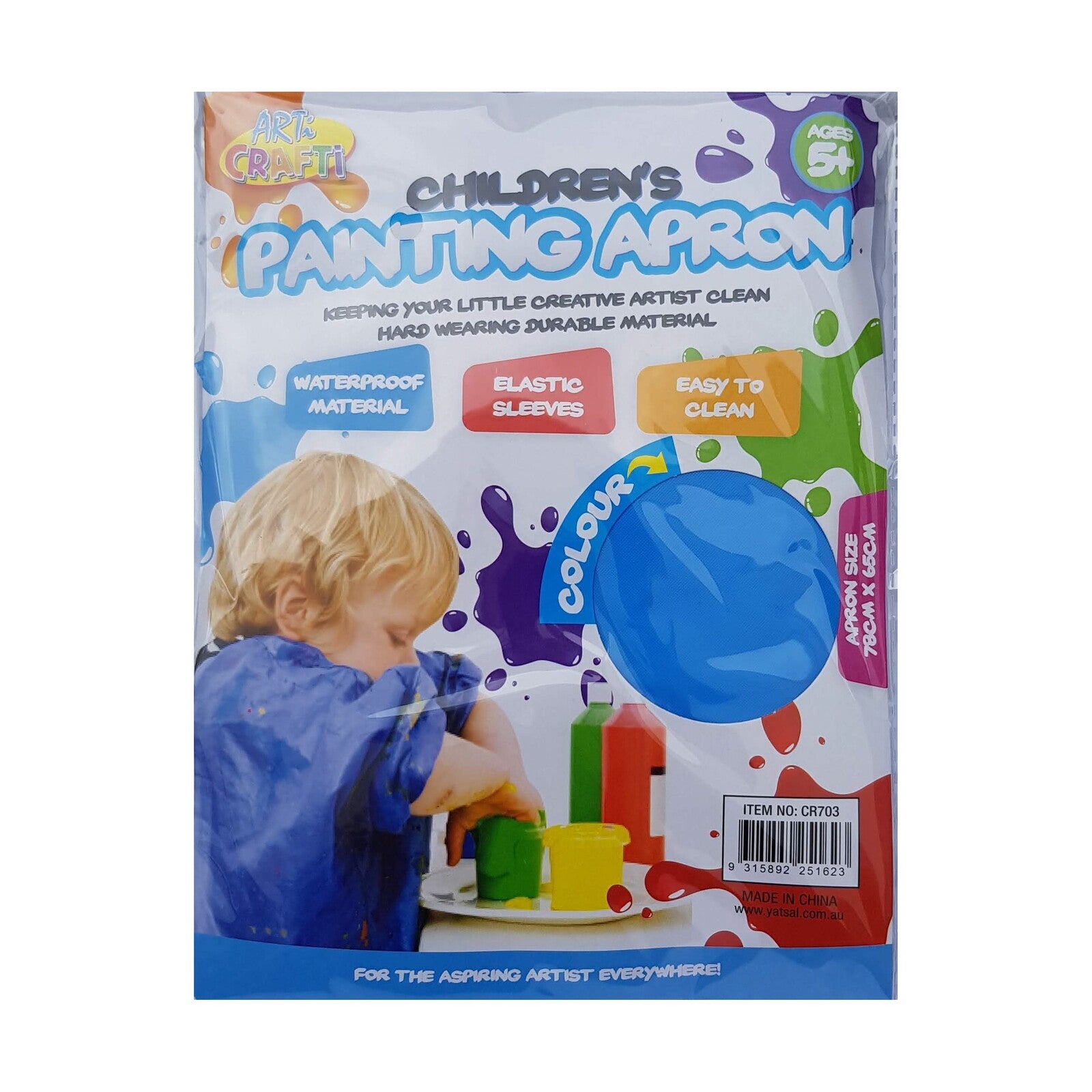 Kids Painting Apron Blue or Pink Children Waterproof Clean Elastic