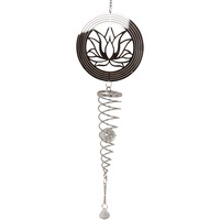 Vortex Spinner Chime 70cm Silver Lotus Illusion Metal and Jewel Hanging Decor
