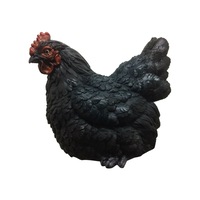26cm Black Chicken Cute Resin Sitting Hen Ornament Garden Statue Detail