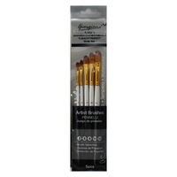 5pce Taklon Flat Shader Acrylic Brush Set in Metallic White Set Quality Reusable