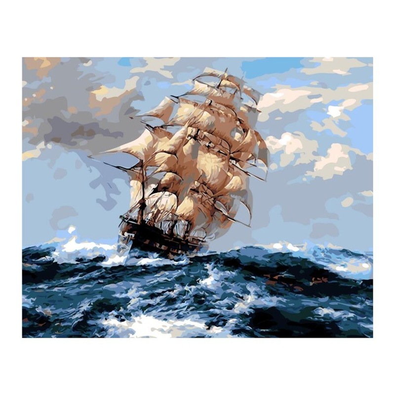Buy Tall Ship Sailing Paint by Numbers Canvas Art Work DIY 40cm x 50cm