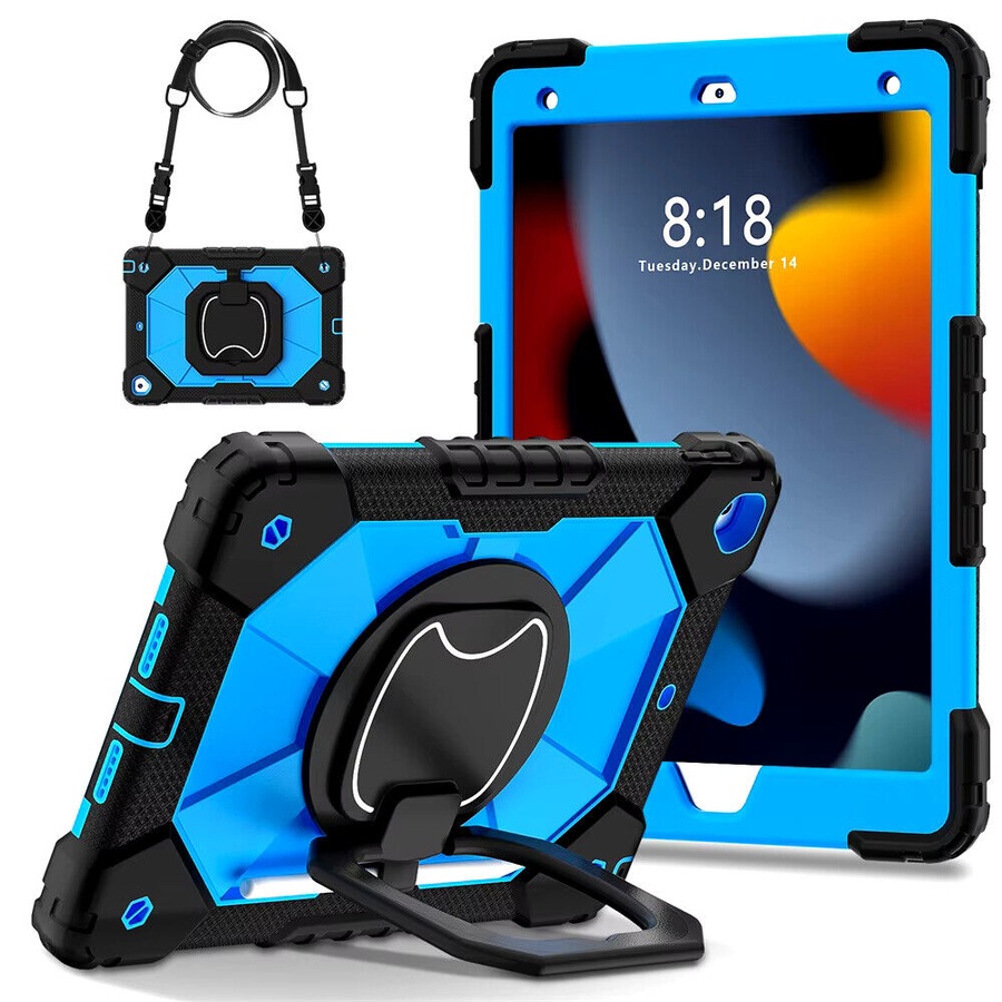 For iPad 5th Gen 9.7" Case Kids Heavy Duty Shockproof Cover - Blue - Black