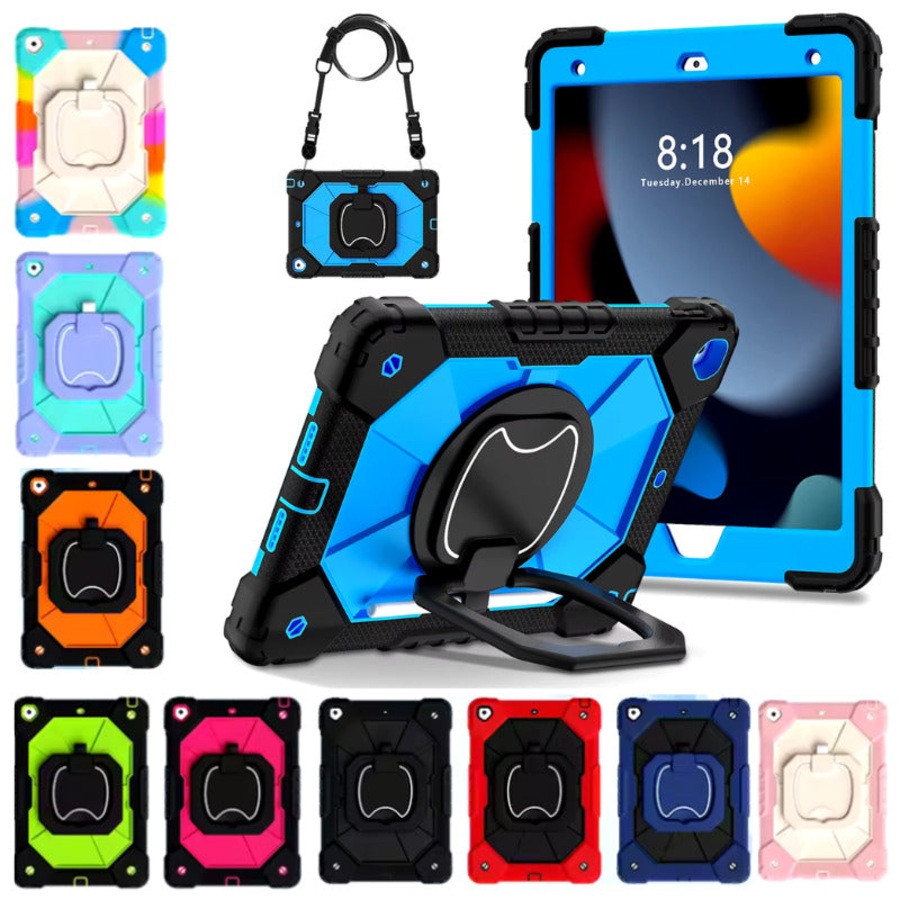 For iPad 5th Gen 9.7" Case Kids Heavy Duty Shockproof Cover - Blue - Black