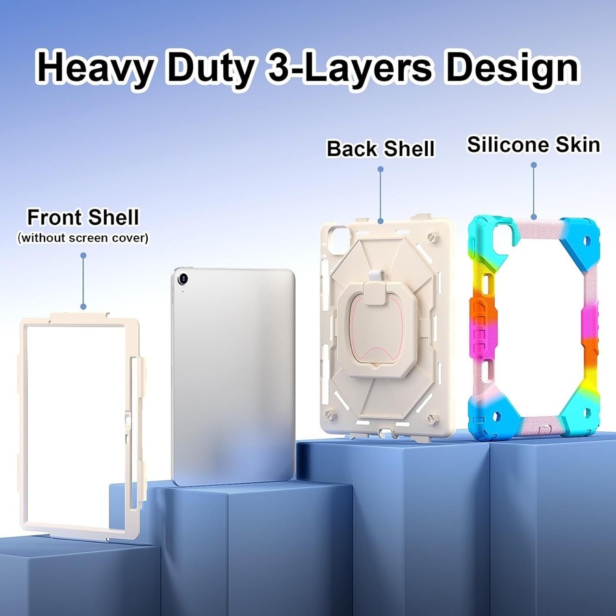 For iPad 5th Gen 9.7" Case Kids Heavy Duty Shockproof Cover - Blue - Black