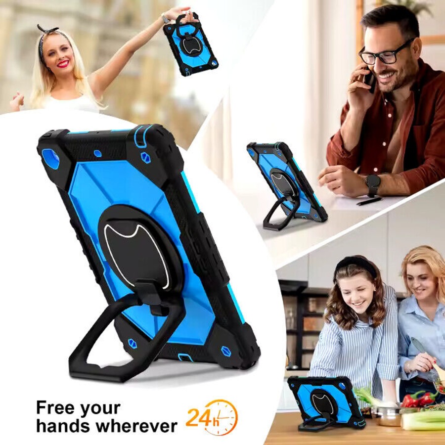 For iPad 5th Gen 9.7" Case Kids Heavy Duty Shockproof Cover - Blue - Black