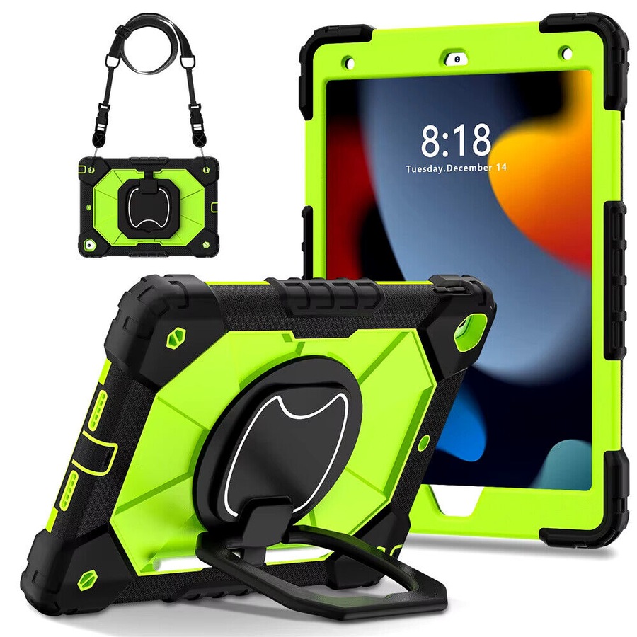 For iPad 6th Gen 9.7" Case Kids Heavy Duty Shockproof Cover - Green - Black