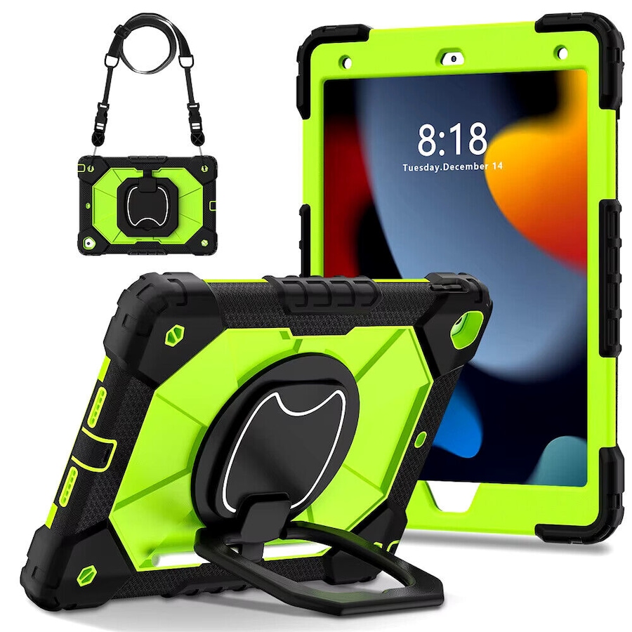 For iPad 6th Gen 9.7" Case Kids Heavy Duty Shockproof Cover - Green - Black