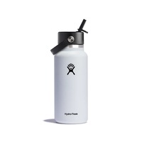 Hydro Flask Hydration Bottle Wide Mouth With Flex Straw Cap 32oz/946ml - White