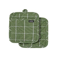 Ladelle Eco Check Green 2pk Pot Holder