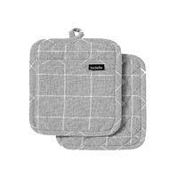 Ladelle Eco Check Grey 2pk Pot Holder