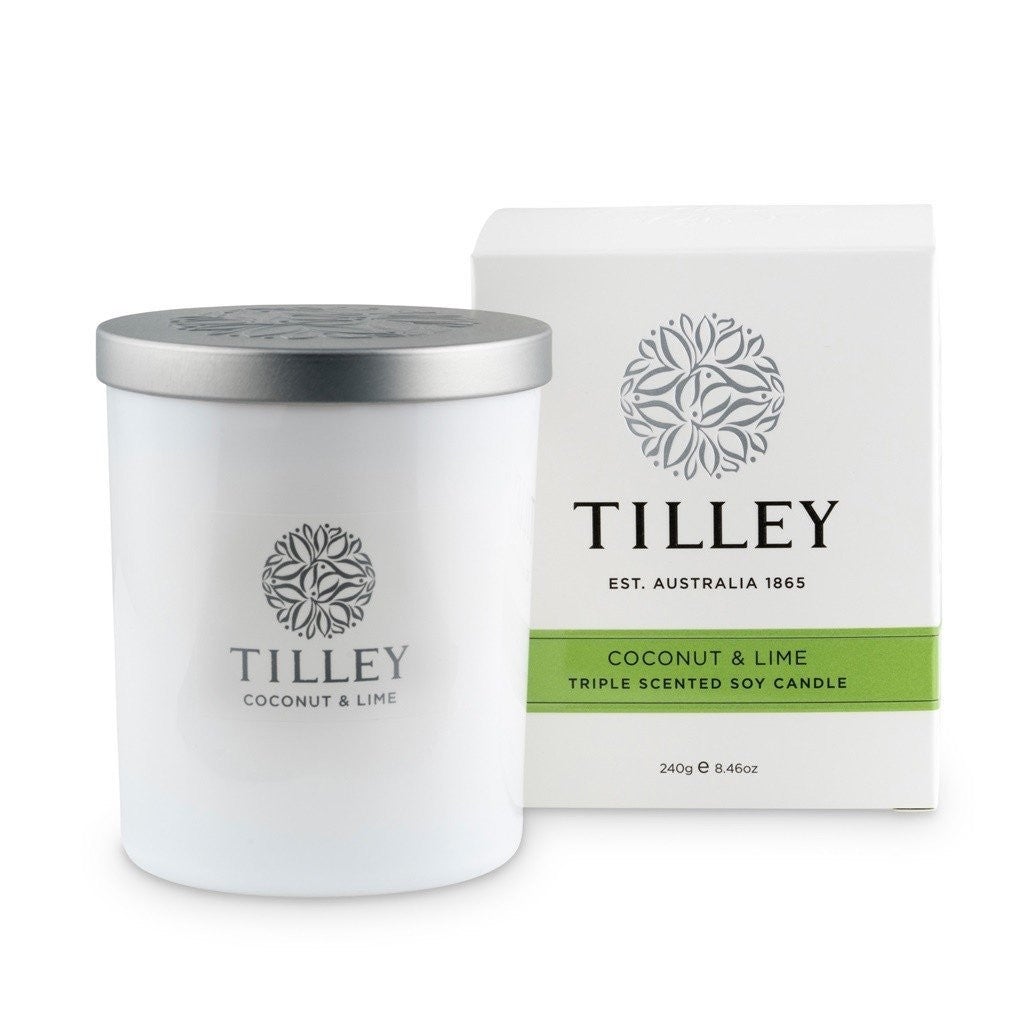 Tilley Classic White - Soy Candle 240g - Coconut & Lime