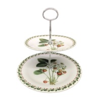 2 Tier Cake Plate for High Tea NEW Heritage Fine China Strawberry Design