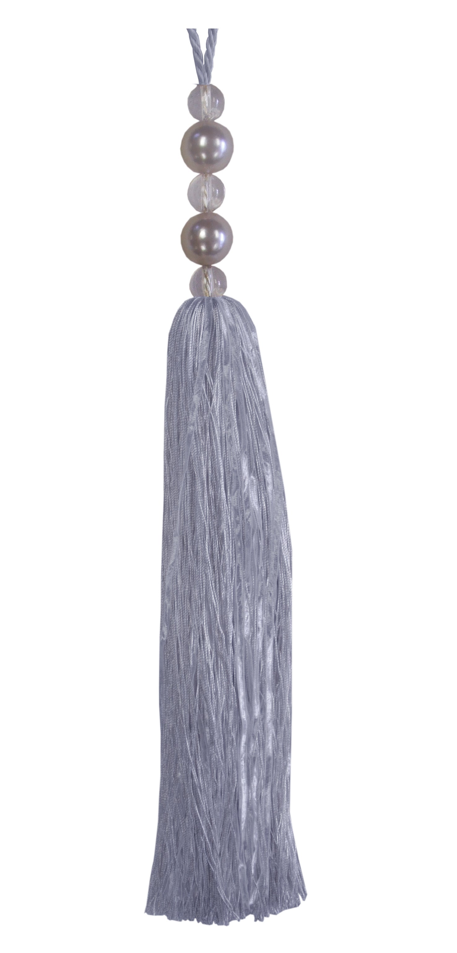 Tassel with Pearl Top - Silver Blue 25cm