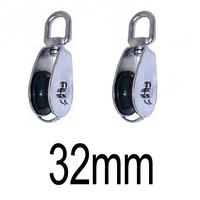 2 PK BRIDCO BLOCK SWIVEL HEAD NYLON SHEAVE - STAINLESS STEEL 32MM OR 50MM PULLEY