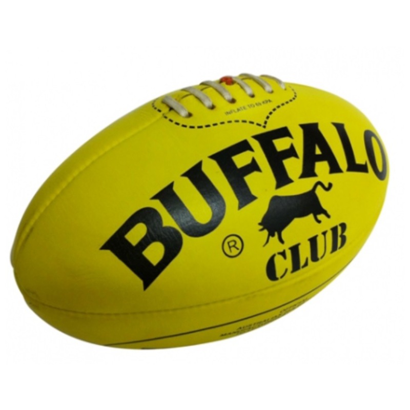 Buy BUFFALO SPORTS CLUB LEATHER AFL FOOTBALL MULTIPLE SIZES RED/YELLOW MyDeal