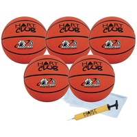HART CLUB BASKETBALL PACK - PACK OF 5 BASKETBALLS - 1 CARRY NET & 1 HAND PUMP
