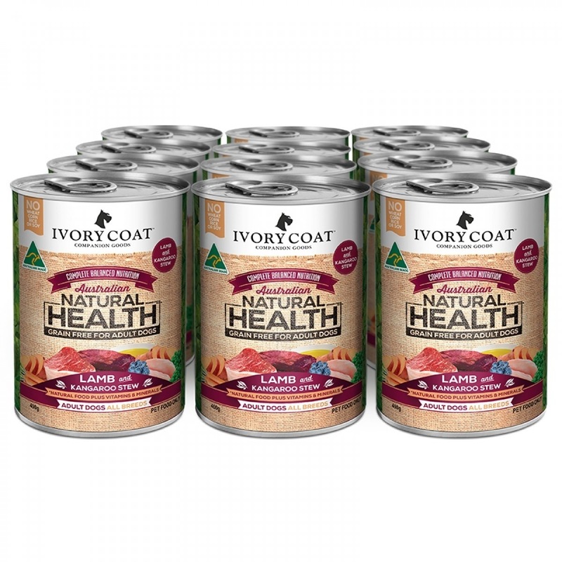 Buy Ivory Coat Dog Adult Lamb & Kangaroo Stew 400g Cans x 12 MyDeal