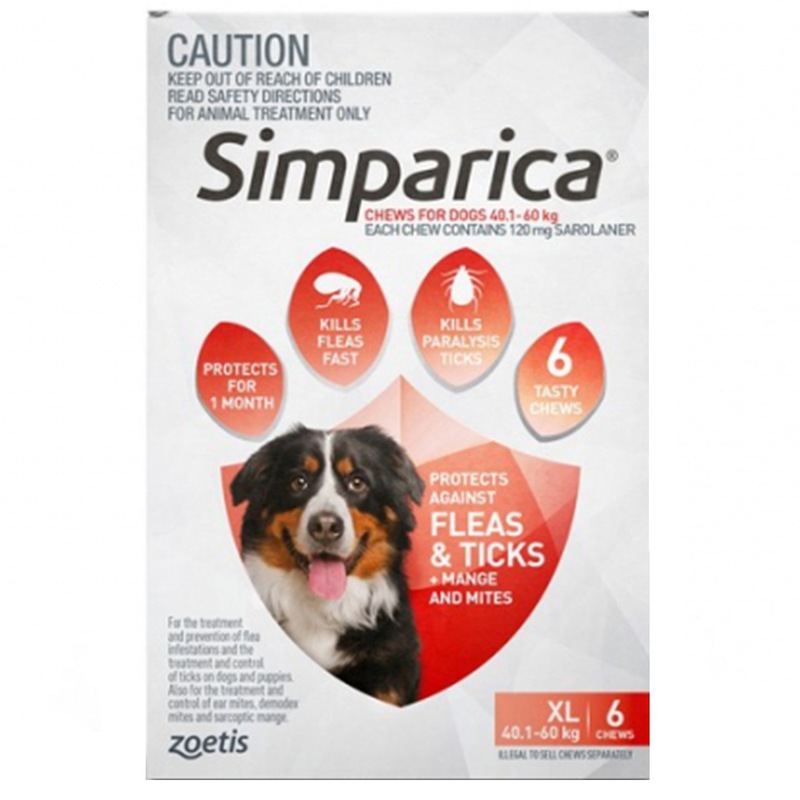 Buy Simparica 40.160kg Extra Large Dog Tick & Flea Treatment 6 Pack