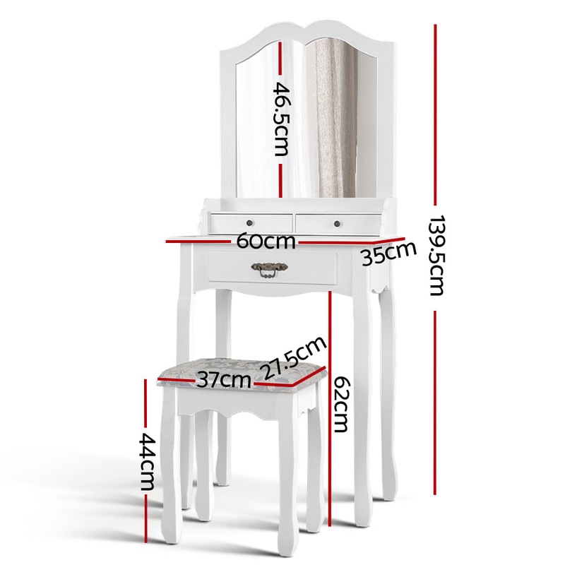 Dressing Table/ Stool/ Mirror/ Drawer/ Makeup/ Jewellery White