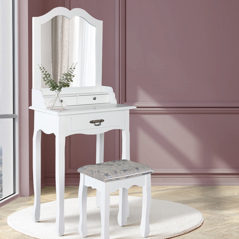 Dressing Table/ Stool/ Mirror/ Drawer/ Makeup/ Jewellery White