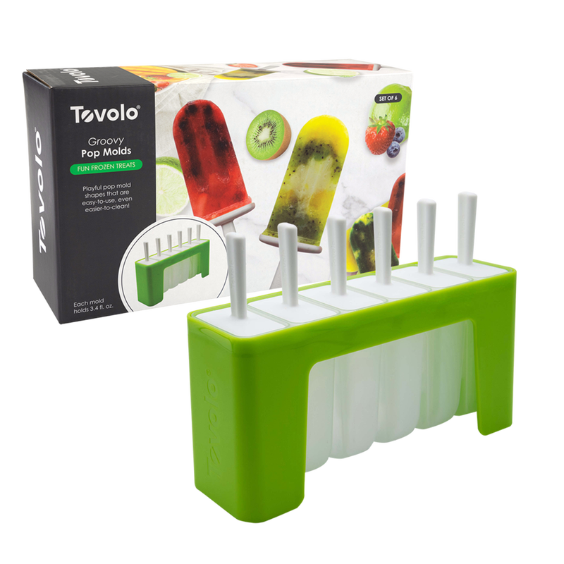 Tovolo Groovy Ice Pop Molds, Drip-Guard Handle, 4 Ounce Popsicles, Set of  6, Yellow