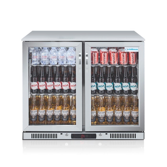 Husky Vino Pro Double Door Wine Fridge & Drinks Chiller in Black Door