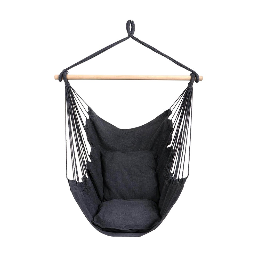 Hammock Chair Hanging Rope Swing, 2 Cushions Inlcuded