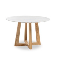 Simplife 120cm Sloan Natural Marble Dining Table with Natural Leg
