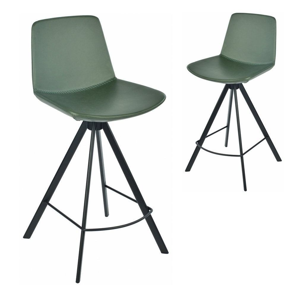 Simplife Set of 2-65cm Chicago Green Faux Leather Kitchen stool
