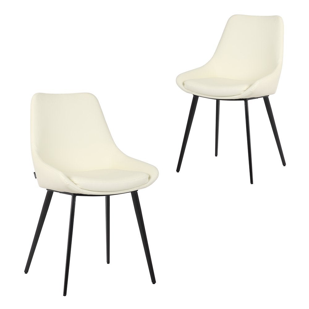 Simplife Set of 2 Daimyo Cream Faux Leather Dining Chair
