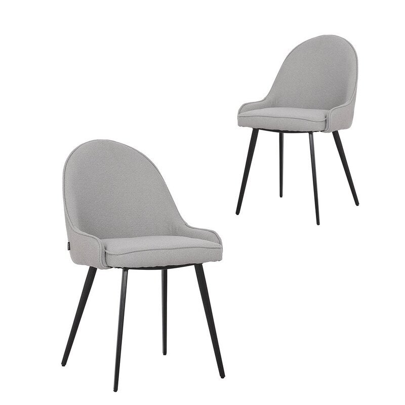 Simplife Set of 2 Dane Grey Boucle fabric Dining Chairs