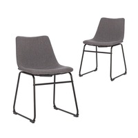 Simplife Set of 2 Prato Dark Grey stain resistant waterproof fabric Dining Chair