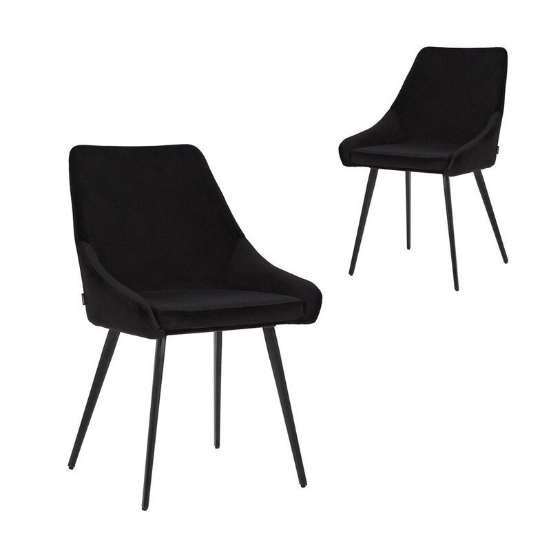 Simplife Set of 2 Shogun Black Velvet Dining Chairs
