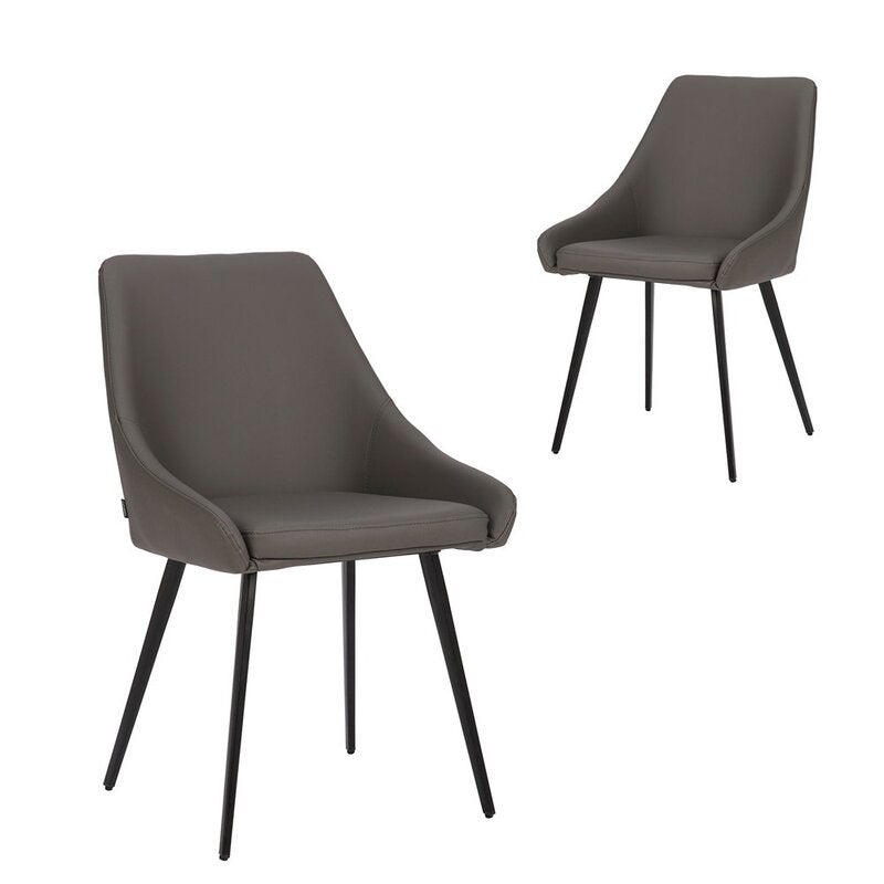 Simplife Set of 2 Shogun Dark Grey Faux Leather Dining Chairs