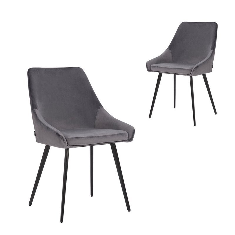 Simplife Set of 2 Shogun Grey Velvet Dining Chairs