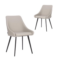 Simplife Set of 2 Shogun Light Grey Faux Leather Dining Chairs