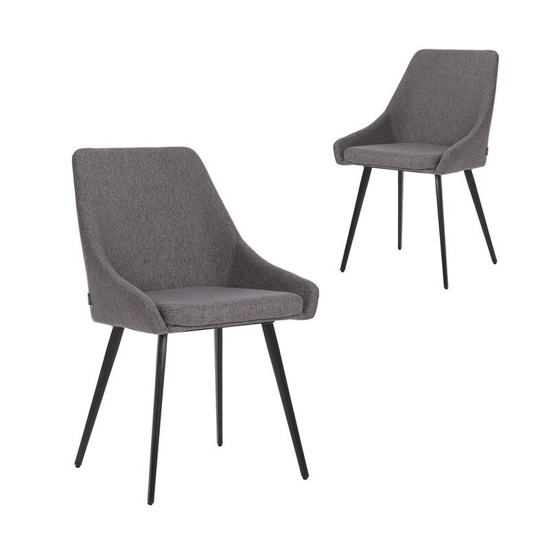 Simplife Set of 2 Shogun stain resistant waterproof Dark Grey fabric Dining Chairs