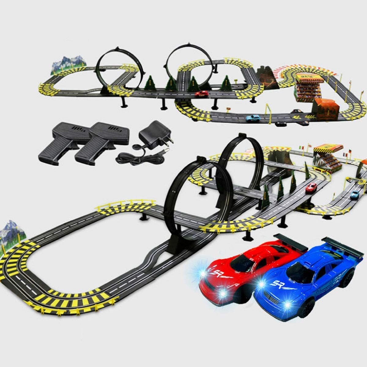 11.6 m Electric Track Racing Slot Sets Two Cars Controls Kids Vehicle Toys Gift