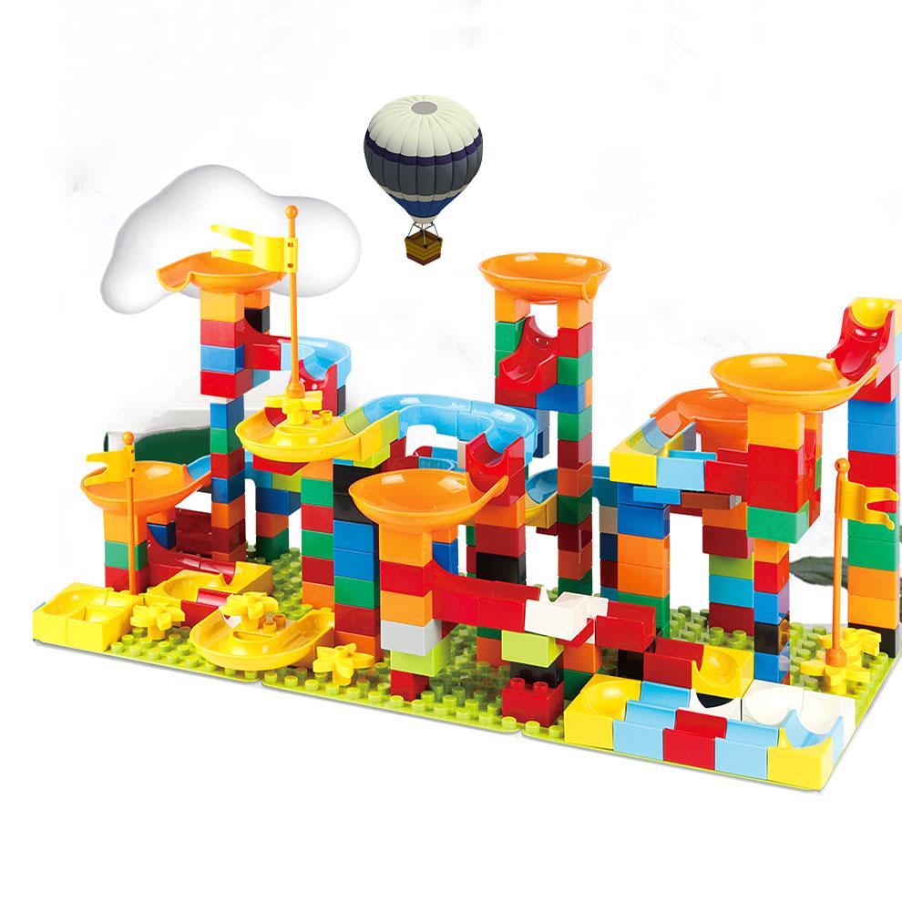 240Pc Duploed Marble Track Toy Set - Building Blocks Maze Ball Track Preschool Toy Kids
