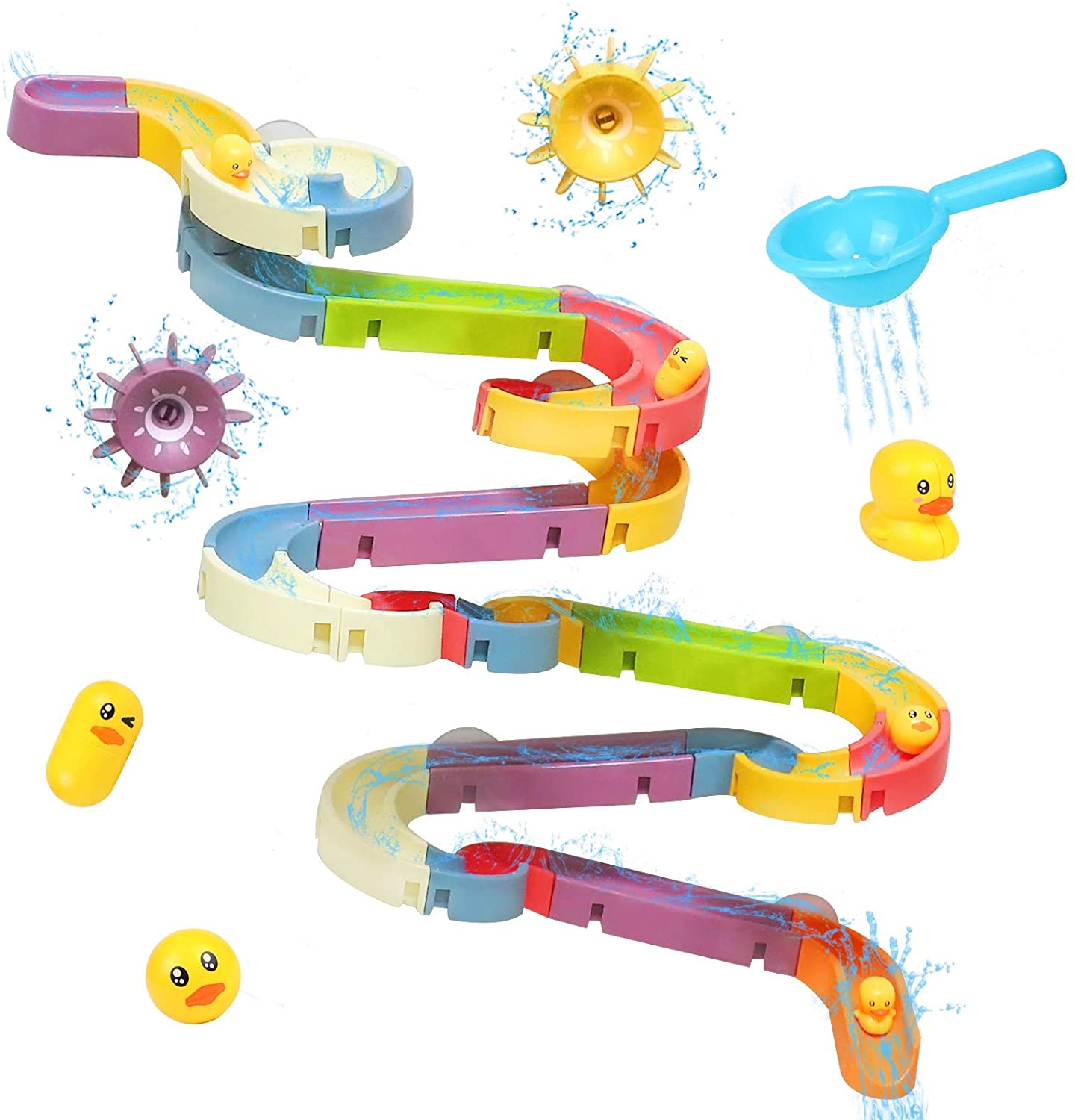 66PCS DIY Baby Kid Bath Tub Shower Toy Track Run Slide Water Play Spray Set