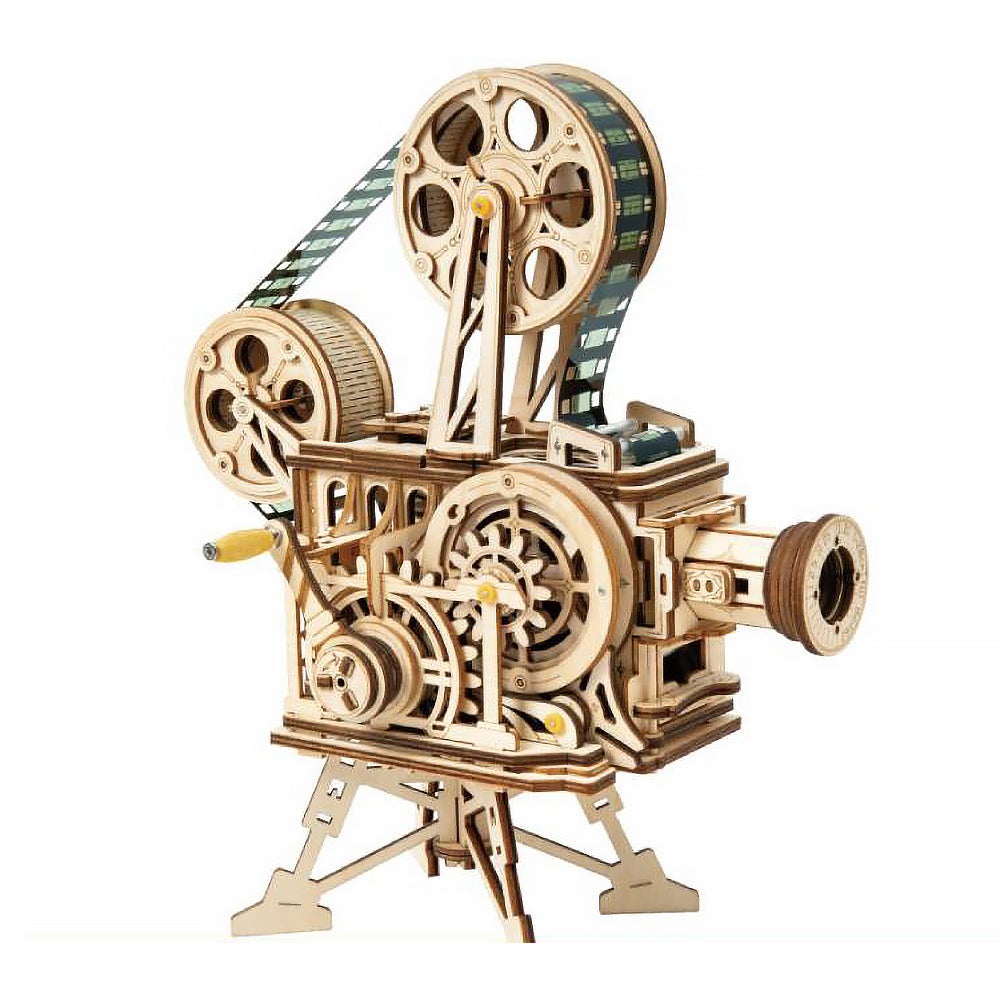 Robotime 3D DIY Wooden Puzzle Mechanical Gear Vintage Vitascope Projector LK601