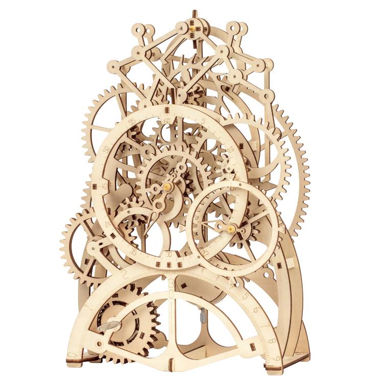 Robotime 3D DIY Wooden Puzzle Mechanical Gear Drive Vintage Pendulum Clock LK501