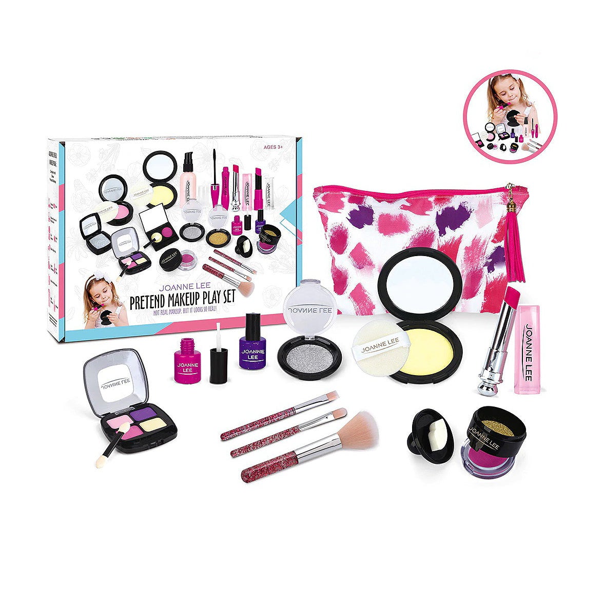 Kid Girls Makeup Set Eco-friendly Cosmetic Pretend Play Kit Princess Toy