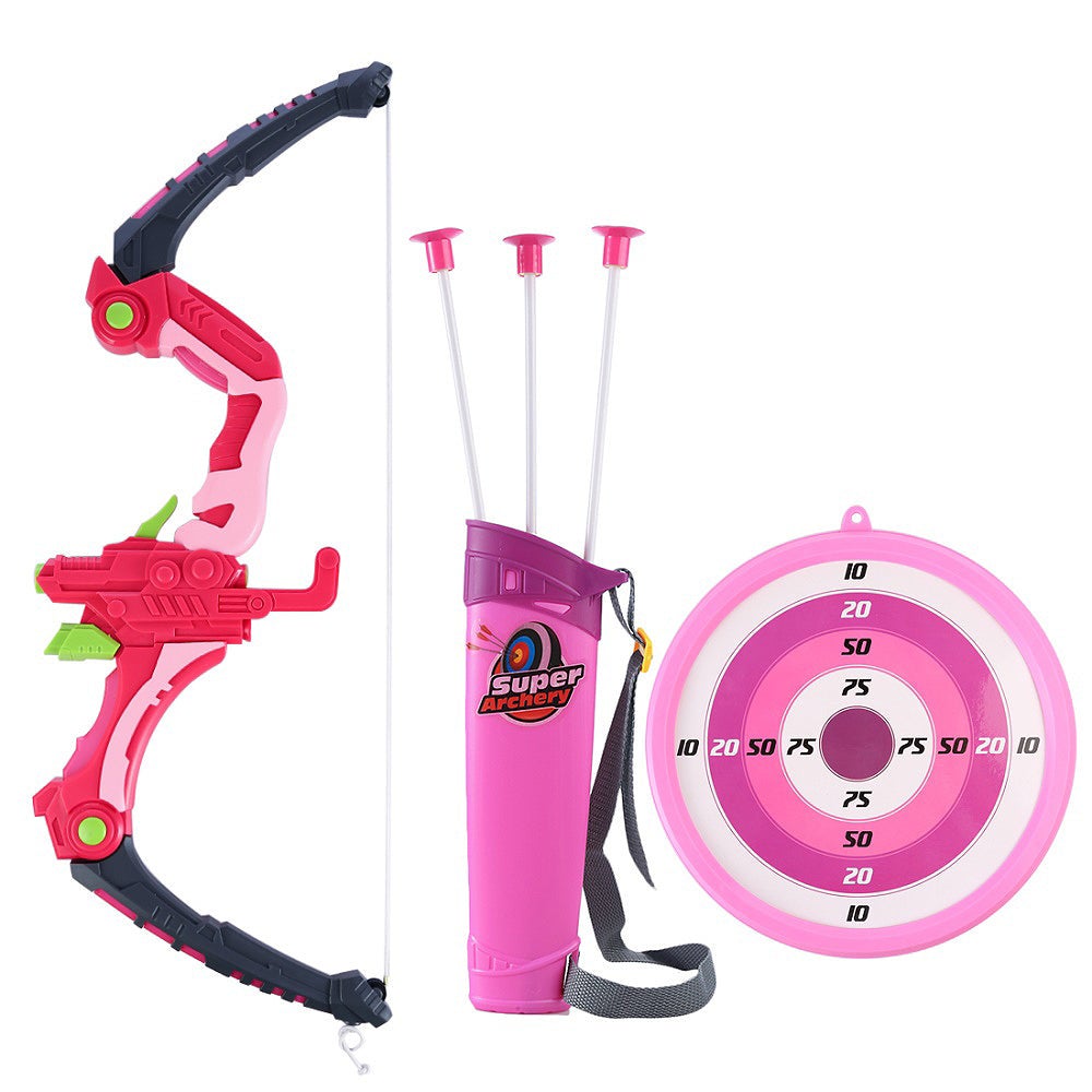 Light Up Laser Aiming Bow With 3 Suction Cup Arrows Kids Archery Toys Set Girls