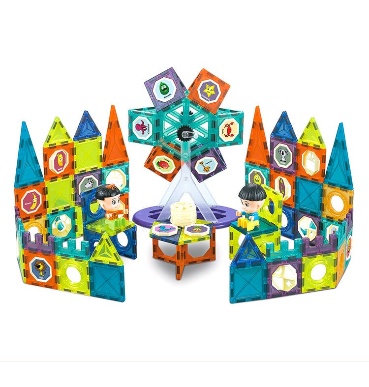 Magnetic Tiles 155pcs Magnetic 3D Educational Building Blocks Set Toys for Kids